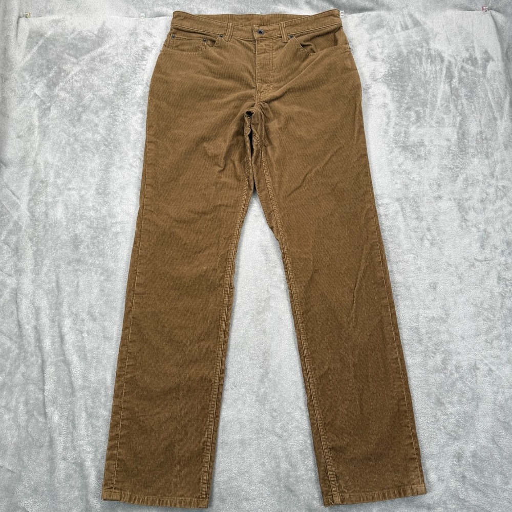 Duluth Trading Corduroy Ballroom Cords Pants Mens 32x33 Brown Standard Fit Brown